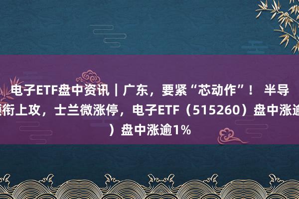 电子ETF盘中资讯｜广东，要紧“芯动作”！ 半导体领衔上攻，士兰微涨停，电子ETF（515260）盘中涨逾1%