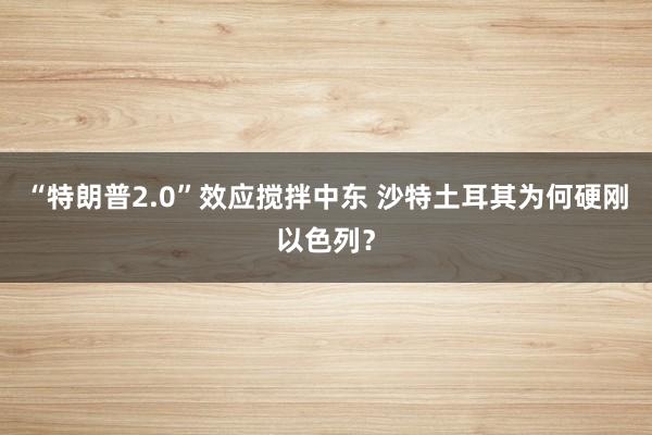 “特朗普2.0”效应搅拌中东 沙特土耳其为何硬刚以色列？